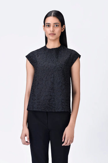 Black Giza Cotton Poplin Top