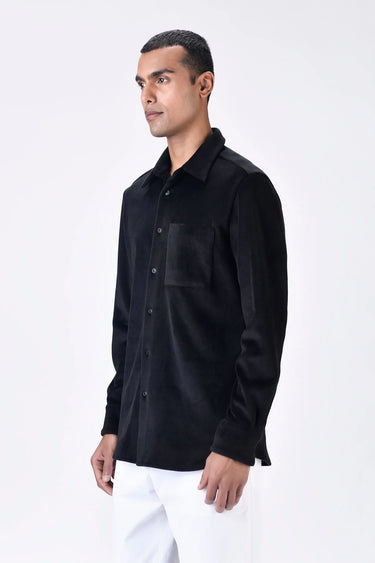 Black Poly Corduroy Shirt