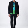 Black Poly Mesh Regular Fit Bomber with Bone Pocket