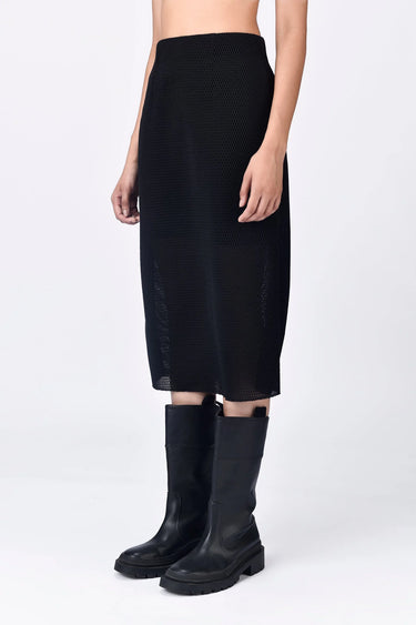 Black Poly Mesh Skirt