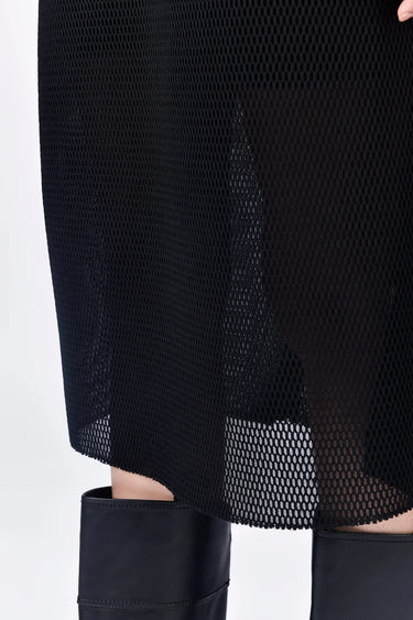 Black Poly Mesh Skirt