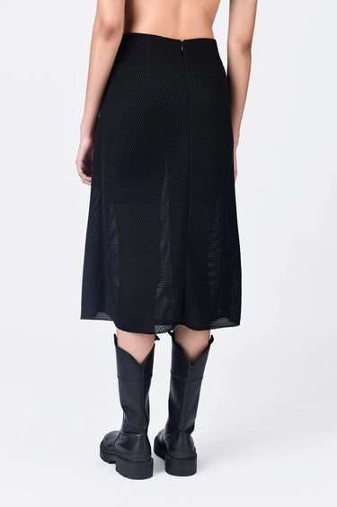 Black Poly Mesh Skirt
