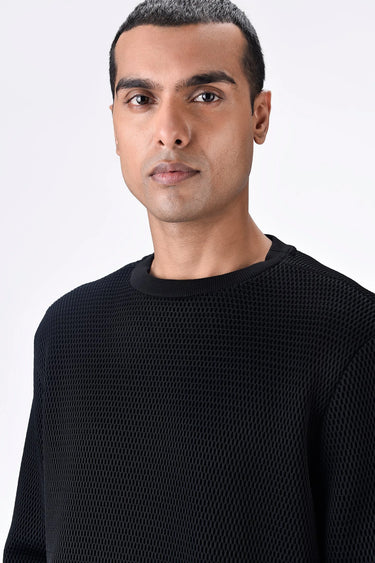 Black Poly Mesh Sweatshirt - Genes Lecoanet Hemant