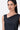 Black Poly Wool Asymmetrical Slim Fit Top with Beads Embroidery