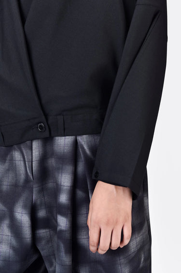 Black Poly Wool Hoodie Jacket