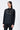 Black Poly Wool Relaxed Fit Shirt with Embroidered Tulle Yoke