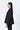 Black Poly Wool Relaxed Fit Shirt with Embroidered Tulle Yoke