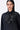 Black Poly Wool Relaxed Fit Shirt with Embroidered Tulle Yoke