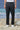 Black poly viscose trousers for men with straight-leg design