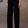 Black Textured Poly Lycra Straight-Leg Trousers - Genes Online Store