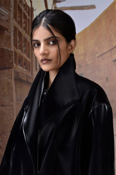 Elegant black velvet jacket for women, premium designer outerwear India