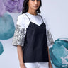 Black White Layered Relax Fit Top - Genes Online Store