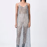 Blue Embroidered Tulle Slip Dress