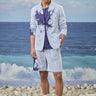 Blue pinstripe cotton notch lapel jacket for men by Genes Lecoanet Hemant India