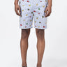 Blue Stripe Cotton Shorts With Fruit Motifs Embroidery - Genes Lecoanet Hemant