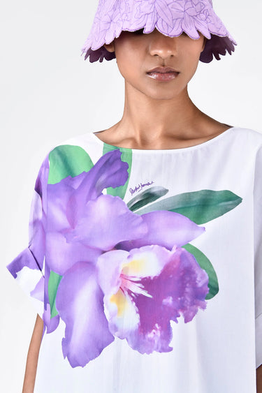 Boat Neck Top With Floral Print - Genes Lecoanet Hemant