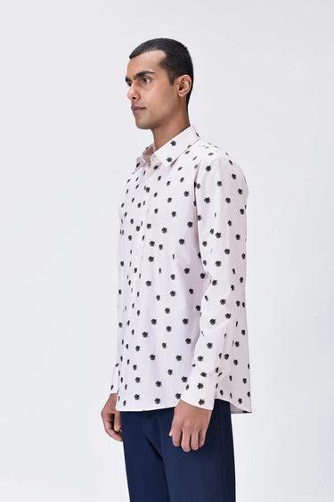 Button-Up Shirt with UV Flower Print - Pink Stripe - Genes Lecoanet Hemant