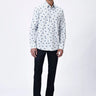 Button-Up Shirt with UV Flower Print - Taupe stripe - Genes Lecoanet Hemant
