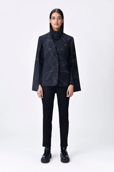 Cape Sleeve Linen Jacket Dotted Aurora Print - Genes Lecoanet Hemant