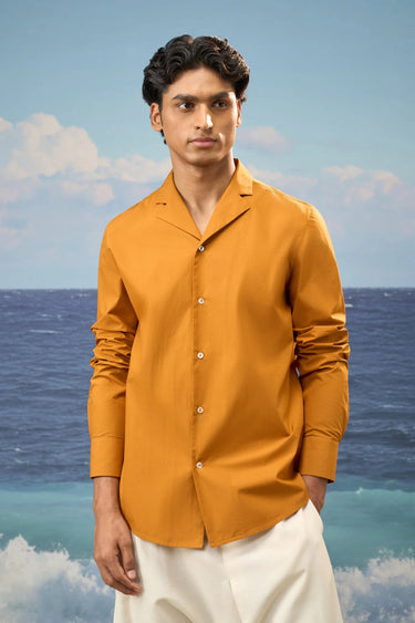 Caramel Premium Cotton Poplin Notch Lapel Shirt