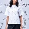 Printed shirt jacket formen with Mad Hatter artwork and modern silhouette