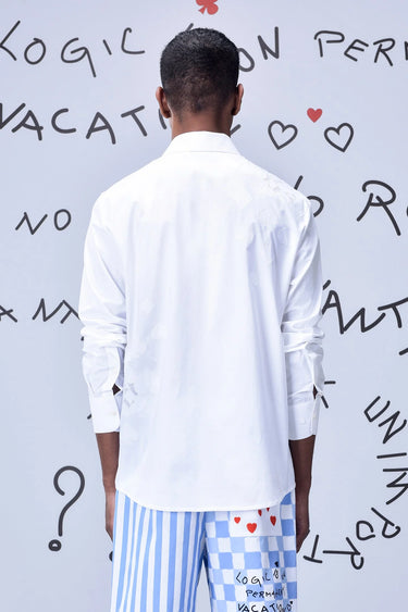 Card Cut-Out Regular Fit Shirt- White - Genes Online Store