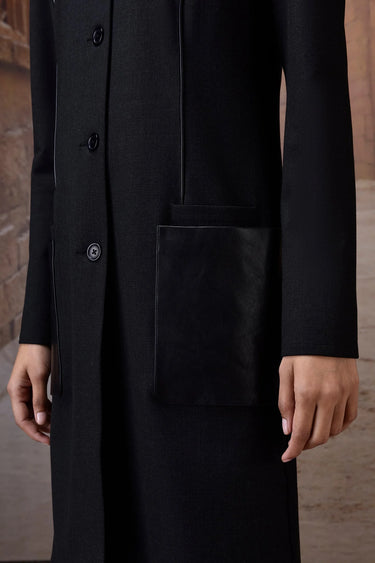 Designer charcoal dress women India for office and evening styling