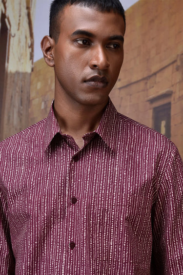 Cherry Lacquer Abstract Dot Shirt - Genes Online Store