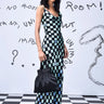Chess Board Cowl Neck Slim Fit Dress - Genes Online Store