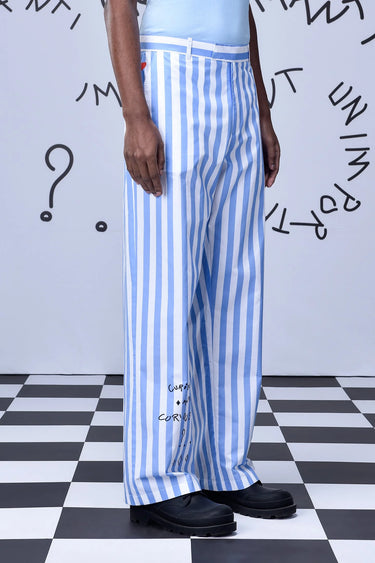 Chess Board Striped Relaxed Fit Trousers - Genes Online Store