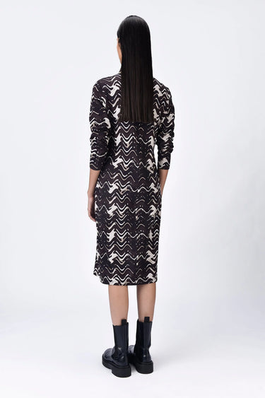 Chocolate Brown Cotton Pique Polo Dress with Front Zipper - Genes Lecoanet Hemant