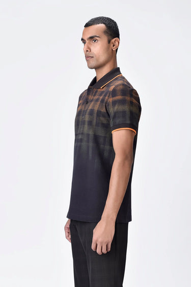Chocolate Brown Dotted Check Polo - Genes Lecoanet Hemant