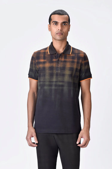 Chocolate Brown Dotted Check Polo - Genes Lecoanet Hemant