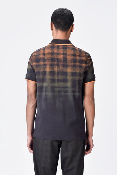 Chocolate Brown Dotted Check Polo - Genes Lecoanet Hemant