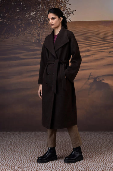 Chocolate Brown Double-Layer Fleece Overcoat - Genes Online Store