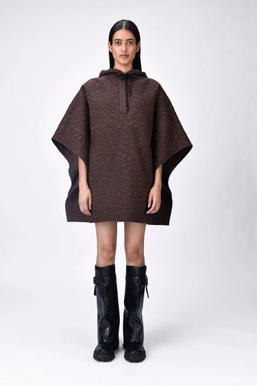 Chocolate Brown Silk Poncho Top
