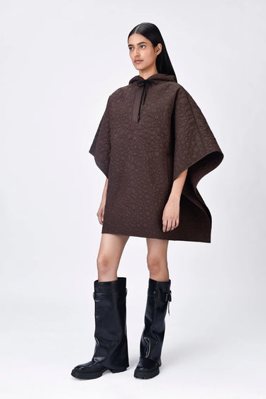 Chocolate Brown Silk Poncho Top