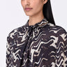 Chocolate Brown Viscose Satin Draped Top with Band Collar - Genes Lecoanet Hemant