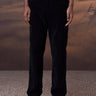 Classic Black Corduroy Trousers with Leather Detail - Genes Online Store