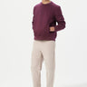 Classic Fit Sweatshirt with Brushed Logo Print Placement- Wine