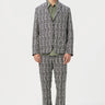 Classic Fit Trousers with All-Over Thin Textured Stripes Print - Genes Lecoanet Hemant