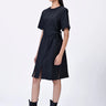 Clay Poly Wool Straight Fit Paneled Dress with Beads Embroidery