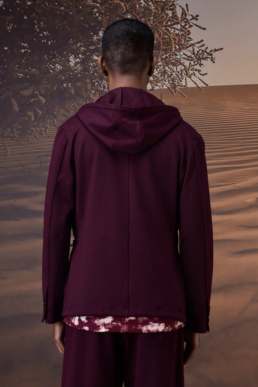 Contemporary Cherry Lacquer Hooded Jacket - Genes Online Store