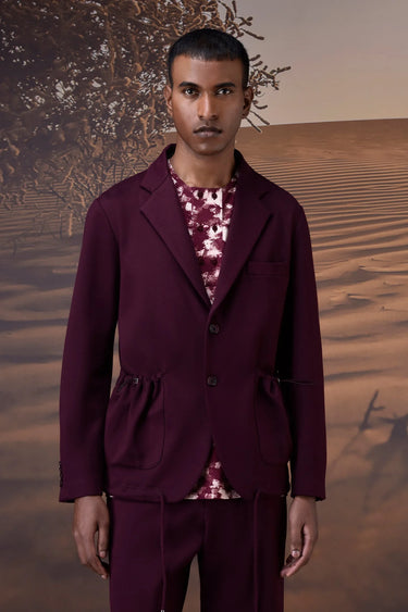 Contemporary Cherry Lacquer Hooded Jacket - Genes Online Store