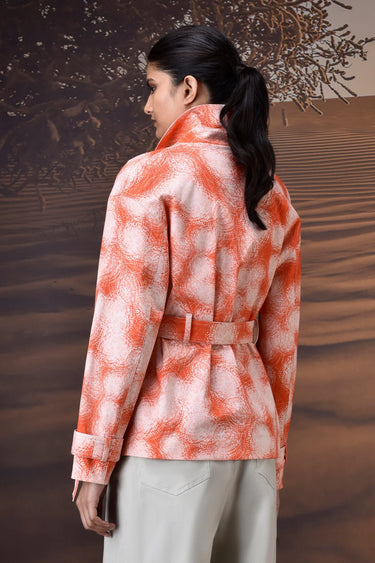 Coquelicot Abstract Circle Print Cotton Twill Jacket - Genes Online Store