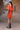 Premium coquelicot dress with flared sleeves and feminine styling