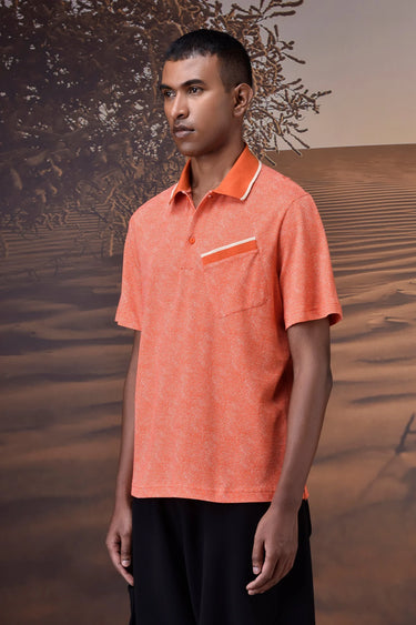 Premium coquelicot Giza cotton polo T-shirt with soft breathable piqué fabric