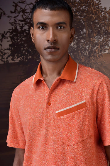 Coquelicot short sleeve polo T-shirt in Giza cotton piqué with textured finish