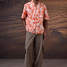 Coquelicot print Giza cotton poplin camp collar shirt for men with premium lightweight design