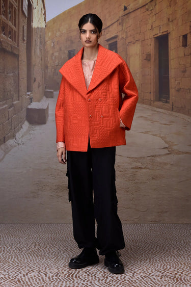 Coquelicot Quilted Silk Viscose Jacket - Genes Online Store